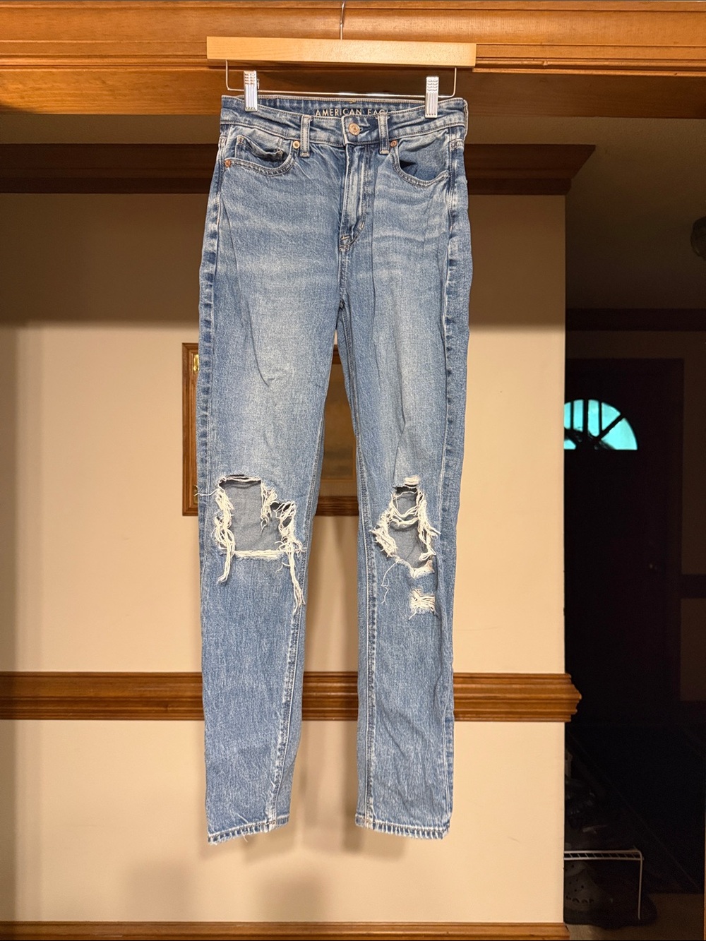 American Eagle Outfitters Light Blue Ripped Skinny Jeans